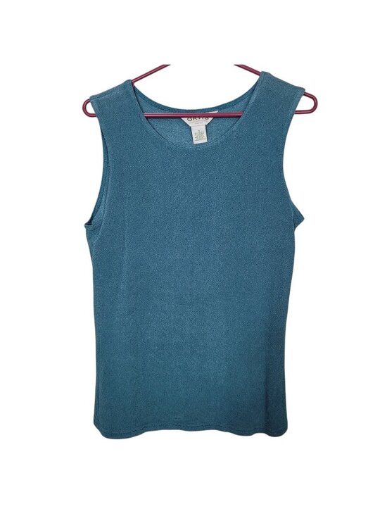 Orvis Tops - Orvis Pearlized Teal Blue Sleeveless Knit Top Shirt Tank Casual Stretch Small